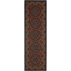 Hand-hooked Maze Wool Rug (2'6 x 10')
