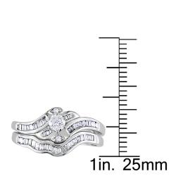 Miadora 14k White Gold 1/2 CT TDW Diamond Bridal Ring Set