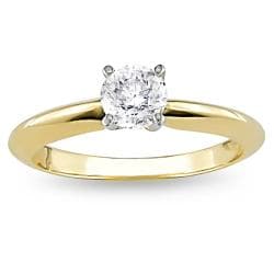 18k Two-Tone Gold 1/2ct TDW Diamond Solitaire Engagement Ring (H-I, SI1-SI2)