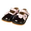 Little Blue Lamb Toddler SQ Series Brown Patent Leather Squeaky Shoes