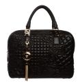 Versace Black Leather Double Zip Satchel