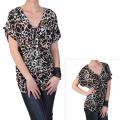 Journee Collection Women's Contemporary Plus Ruched Animal Print Top