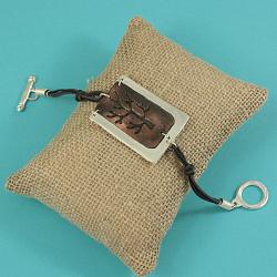 Handcrafted Pewter with Antiqued Copper 'Tree Of Life' Cord Bracelet (India)