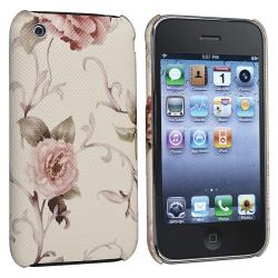 Embroidered White/ Pink Flower Leather Case for Apple iPhone 3G/ 3GS