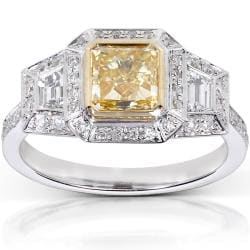 14k Gold 2 1/4ct TDW Certified Yellow and White Diamond Ring (G-H, VS1-VS2)