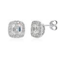 Collette Z Sterling Silver Clear Cubic Zirconia Square Stud Earrings
