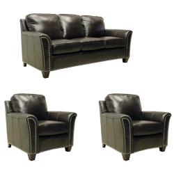 Lancaster Dark Brown Italian Leather Sofa/ Chairs Set