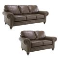 Hudson Brown Italian Leather Sofa/ Loveseat Set