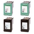 Hewlett Packard HP 94/95 Black / Color Ink Cartridge (Pack of 4) (Remanufactured)