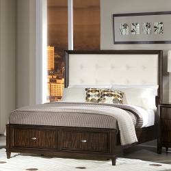 Cumbria White Bonded Leather King-size Storage Plateform Bed