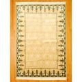 Indo Hand-knotted Aubusson Beige/ Green Wool Rug (6' x 9')