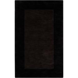 Hand-crafted Dark Brown Tone-On-Tone Bordered Mantra Wool Rug (6' x 9')
