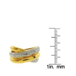 18k Gold Overlay Diamond Accent Criss Cross Ring