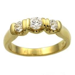 Beverly Hills Charm  14k Yellow Gold 1/2 ct. TDW 3-Stone Diamond Ring (H-I, I1)
