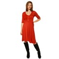 24/7 Comfort Apparel Faux Wrap Mid-Length Dress