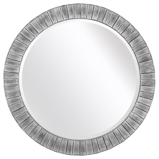 Lyone 34-inch Round Powdered Silver Mirror with Bevel