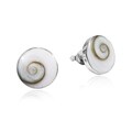 Round 10mm Swirl Shiva Shell Silver Post Earrings (Thailand)