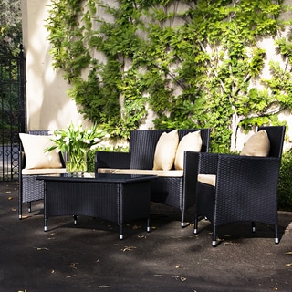 angelo:HOME Napa Estate Summer Espresso Black Wicker Indoor/ Outdoor 4-piece Set