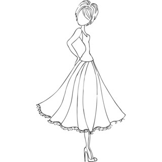 Mixed Media Doll Cling Rubber Stamps-Doll With Swing Dress 7.25in