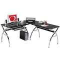 Smoked Tempered Glass L-Shaped Computer Desk