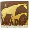 Hand-Carved 'Giraffe with Baby' Wall Panel (Indonesia)