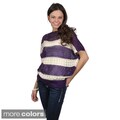 Journee Collection Junior's Striped Crochet Batwing Top