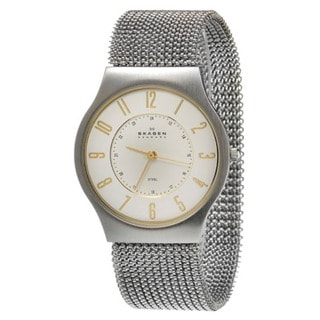 Skagen Men's Crystal-accented Stretch Mesh Strap Watch