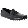 Steve Madden Men's 'Marra' Black Leather Moc-Toe Driver Shoes