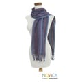 Handcrafted Cotton 'Festival in Blue' Scarf (Guatemala)