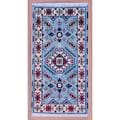 Indo Hand-knotted Kazak Light Blue/ Ivory Wool Rug (2'2 x 4')