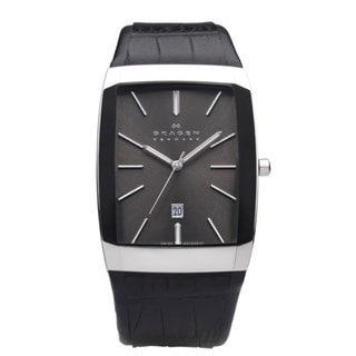 Skagen Men's Black Label Leather Strap Watch