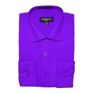 Ferrecci Men's Slim Fit Purple Collared Formal Shirt