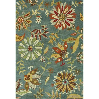 Hand-tufted Leighton Blue Wool Rug (7'6 x 9'6)
