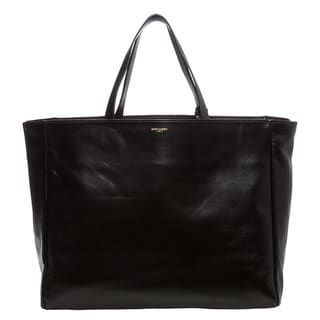 Saint Laurent Black Reversible Leather and Suede Shopping Tote