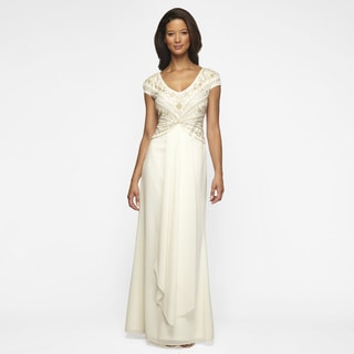 Alex Evenings Women's Cap Sleeve V-Neck Beaded Bodice Dress