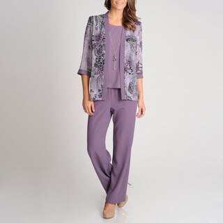 R & M Richards Women's Mock 2-piece Paisley Jacket Pant Set
