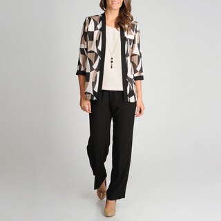 R & M Richards Women's Mock 2-piece Abstract Print Pant Set