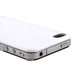 Shiny White Snap-on Case/ Pink Headset Dust Cap for Apple iPhone 4/ 4S