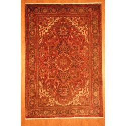 Persian Hand-knotted Tribal Heriz Red/ Grey Wool Rug (6'10 x 10')