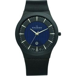 Skagen Men's Titanium Black and Blue Dial Watch