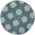 Handmade Medallion Blue New Zealand Wool Rug (8' Round)