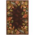 Hand-hooked Chelsea Roosters Maroon Wool Rug (5'3 x 8'3)