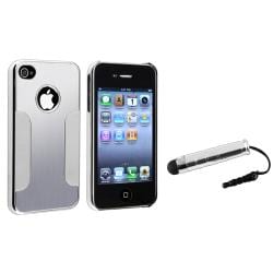 Aluminum Chrome Silver Case/ Mini Stylus for Apple iPhone 4/ 4S