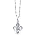 Sterling Silver 1/8ct TDW Whiet Diamond Fleur De Lis Pendant (JK, I2-I3)