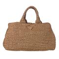 Prada Camel Raffia Tricot Tote Bag