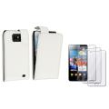 White Leather Case/ Screen Protector for Samsung Galaxy S II/ S2