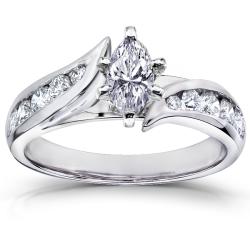 14k White Gold 1ct TDW Marquise Diamond Engagement Ring (H-I, I1-I2)
