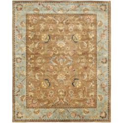 Handmade Eden Brown/ Blue Hand-spun Wool Rug (9' x 12')