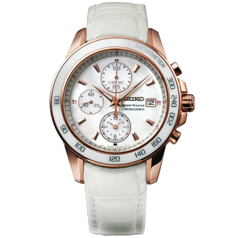 Seiko Women's Sportura Chrono Mother Of Pearl Gold Watch