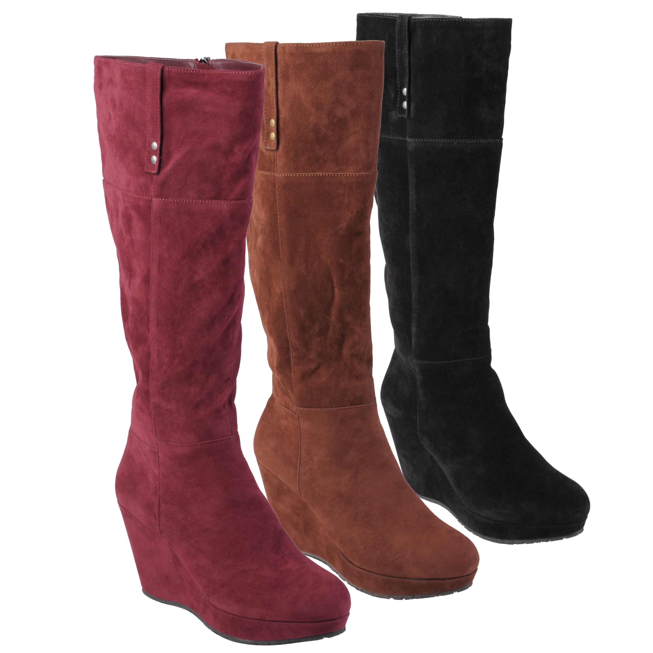 Journee Collection Women's 'Trish' Sueded Tall Wedge Boots